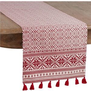 NEW Saro Lifestyle 803 Balthazar Collection christmas Pattern Red Table Runner